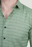 Xavier Green Cotton Striped Shirt