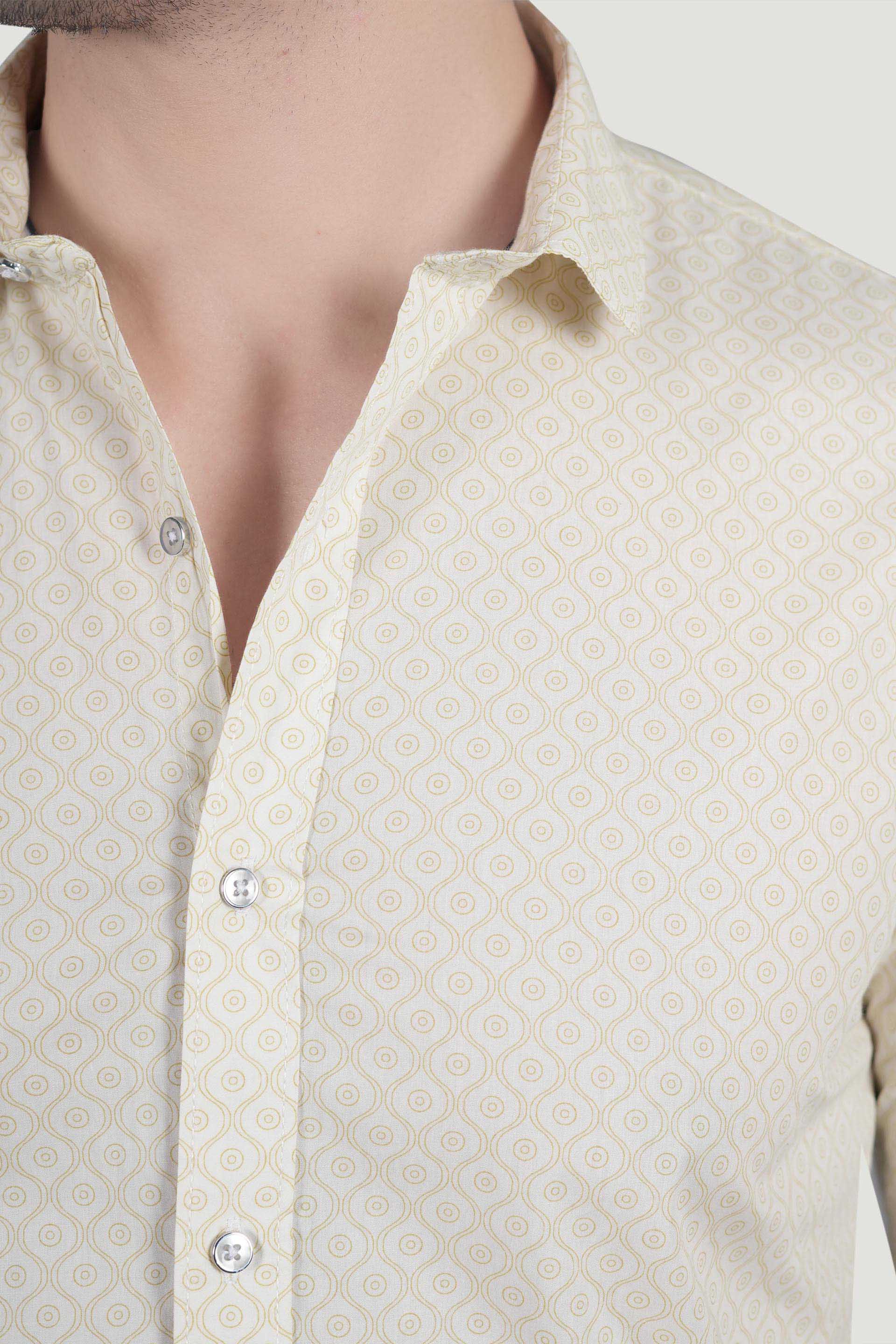 Ivo Cream Cotton Printed Shirt