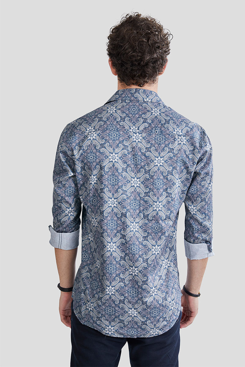 Lennart Blue Digital Floral Print