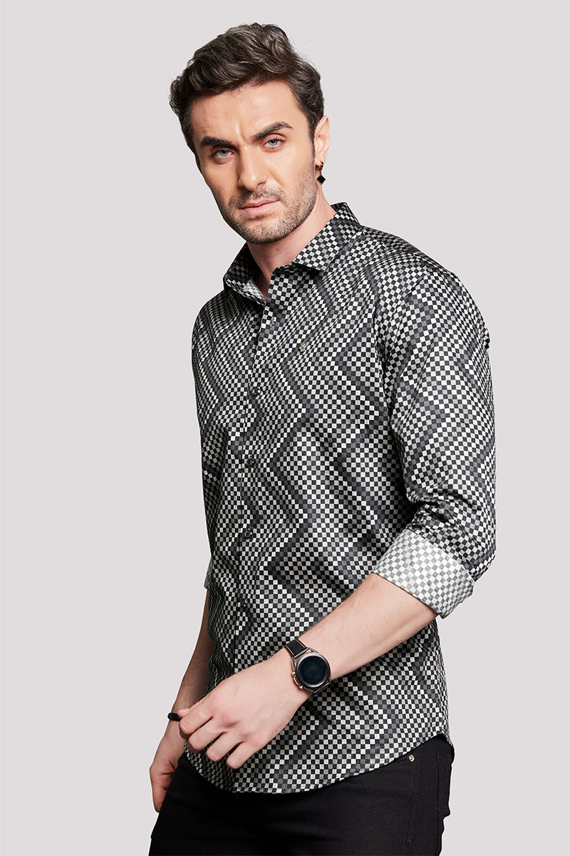 Kilian Grey Checkered / Geometric Print