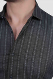 Marcello Grey Cotton Striped Shirt