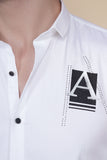 Wilhelm White Cotton Solid Shirt