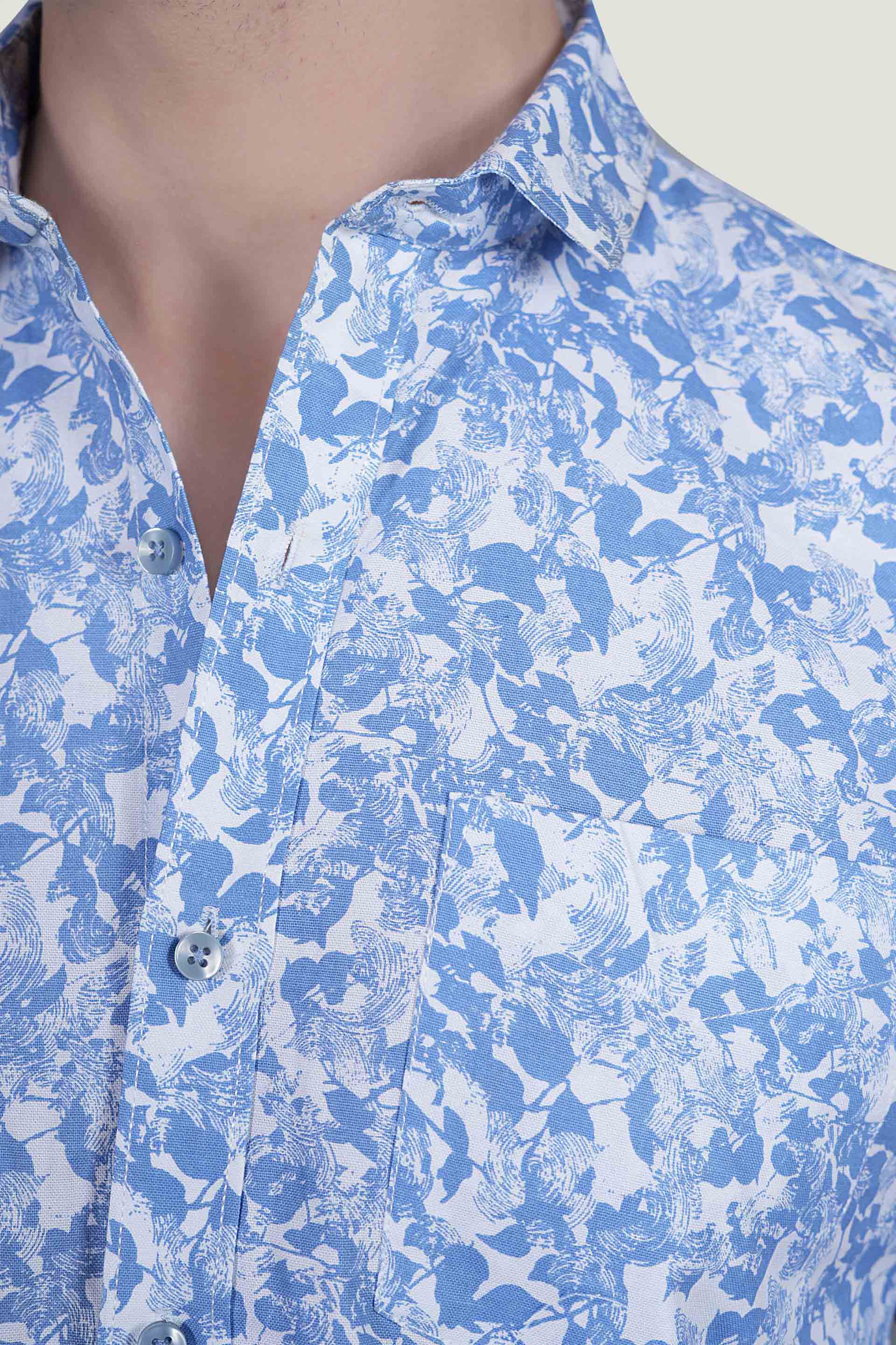 Ivan Light Blue Cotton Printed Shirt