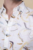 Odor White Linen Printed Shirt