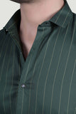 Henrik Green Cotton Striped Shirt