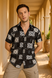 FLYNN BLACK VISCOSE PRINT- RESORT SHIRT