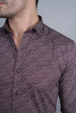 Nils Maroon Cotton Printed Shirt