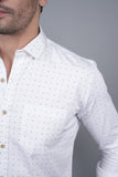 Wilhelm White Cotton Printed Shirt