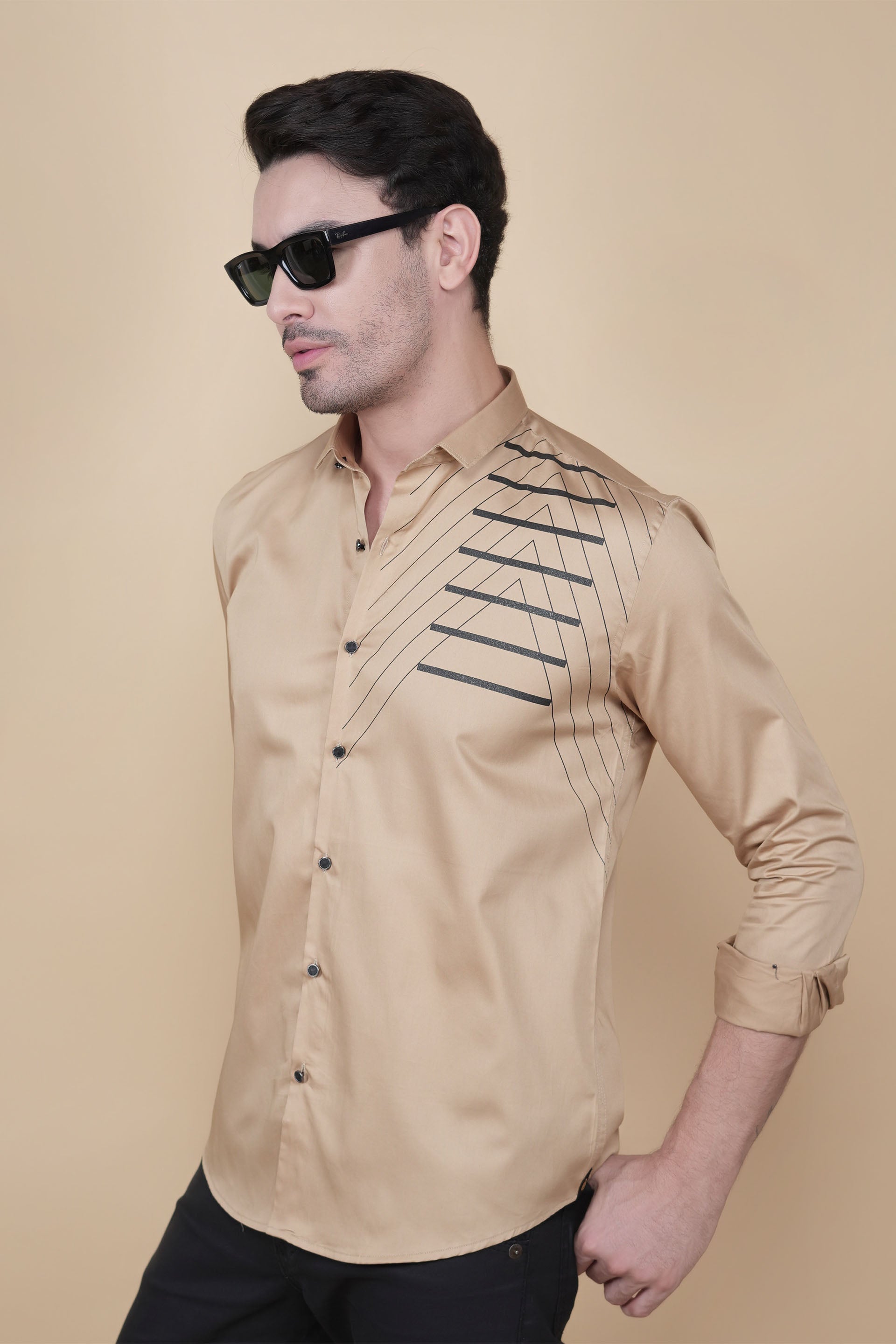 Girac Gold Cottton Solid Shirt