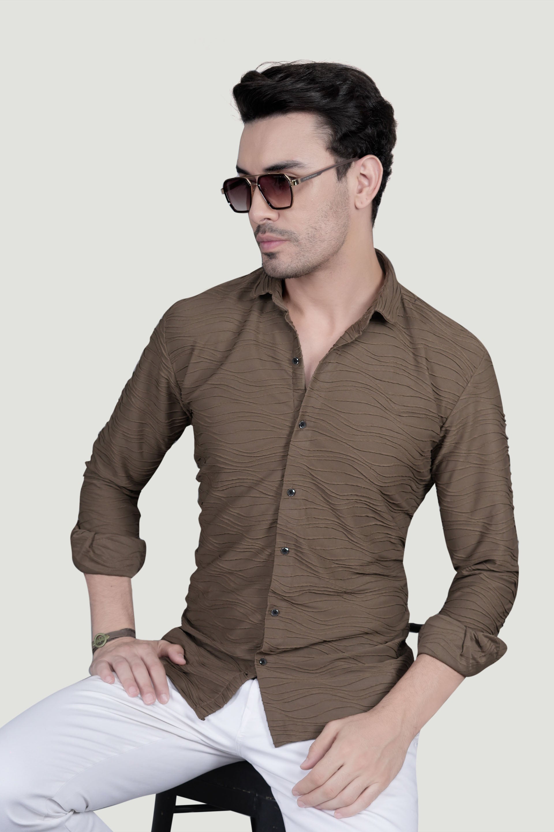 Rafael Brown Knitted Shirt