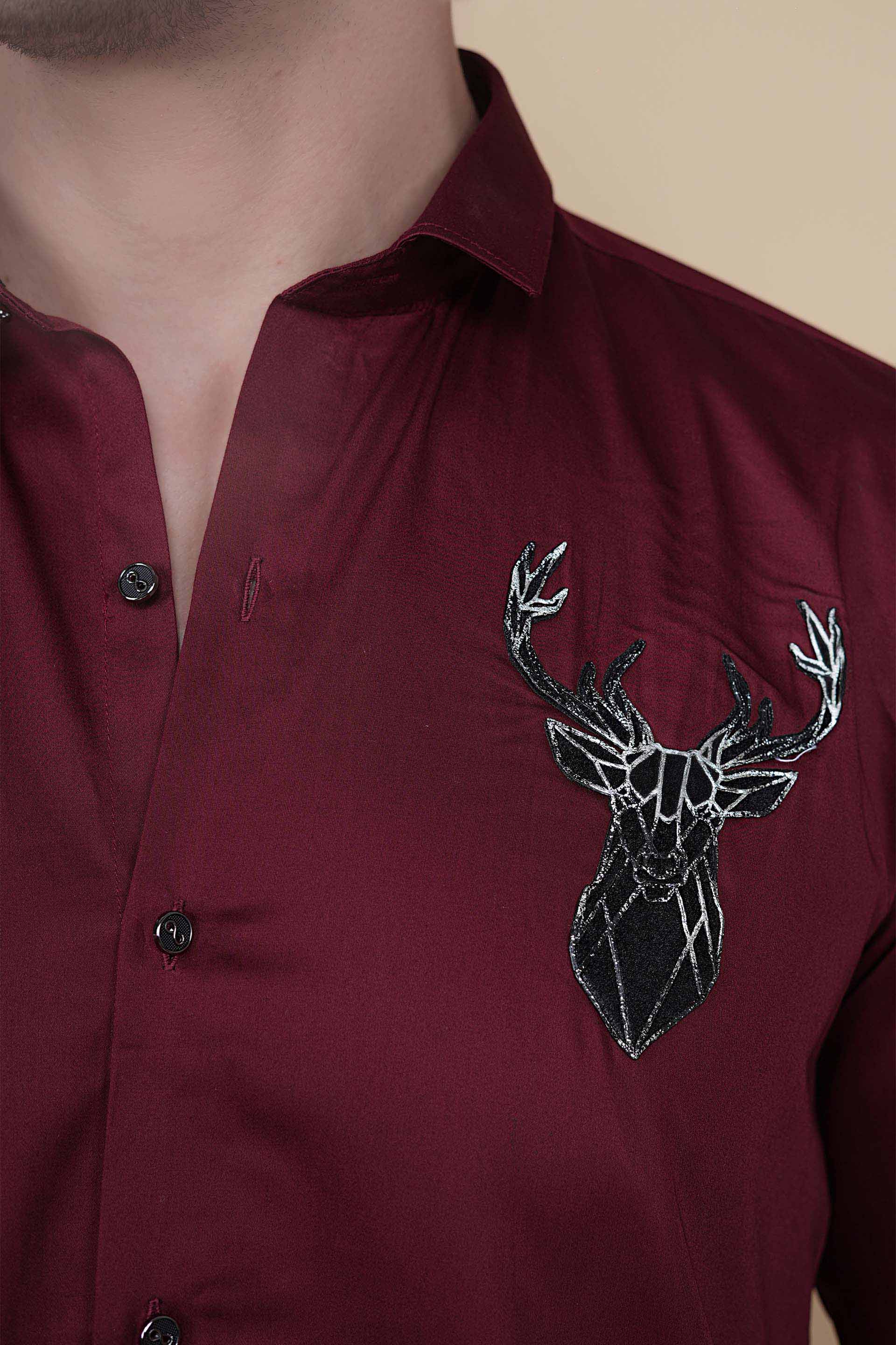 Nicolas Maroon Cottton Solid Shirt