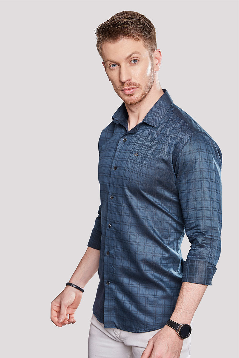 Alessio Blue Checkered Print