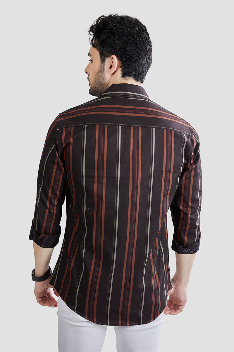 Ayden Maroon Stripe Print