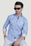Ivan Light Blue Cotton Printed Shirt