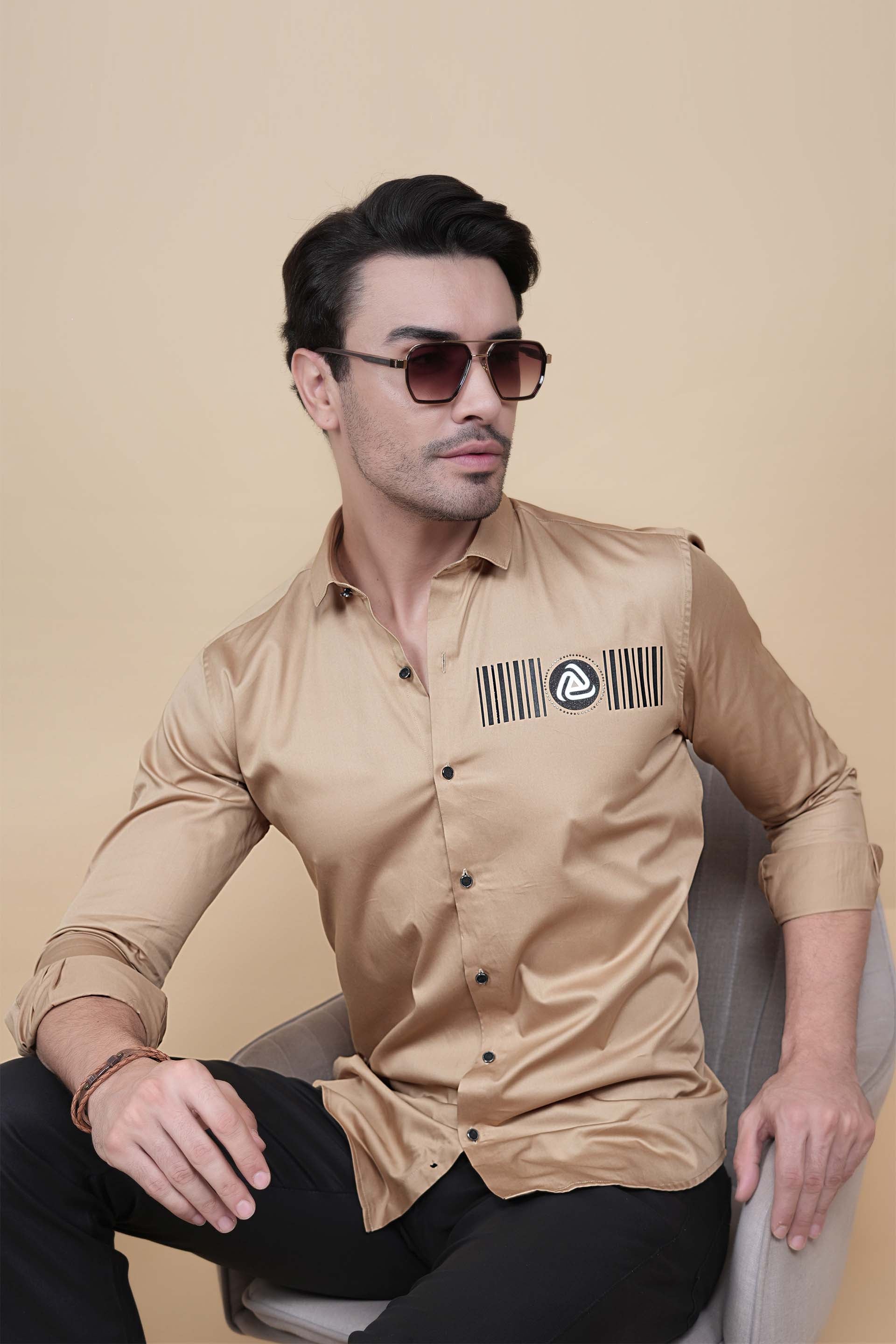 Gebby Gold Cottton Solid Shirt