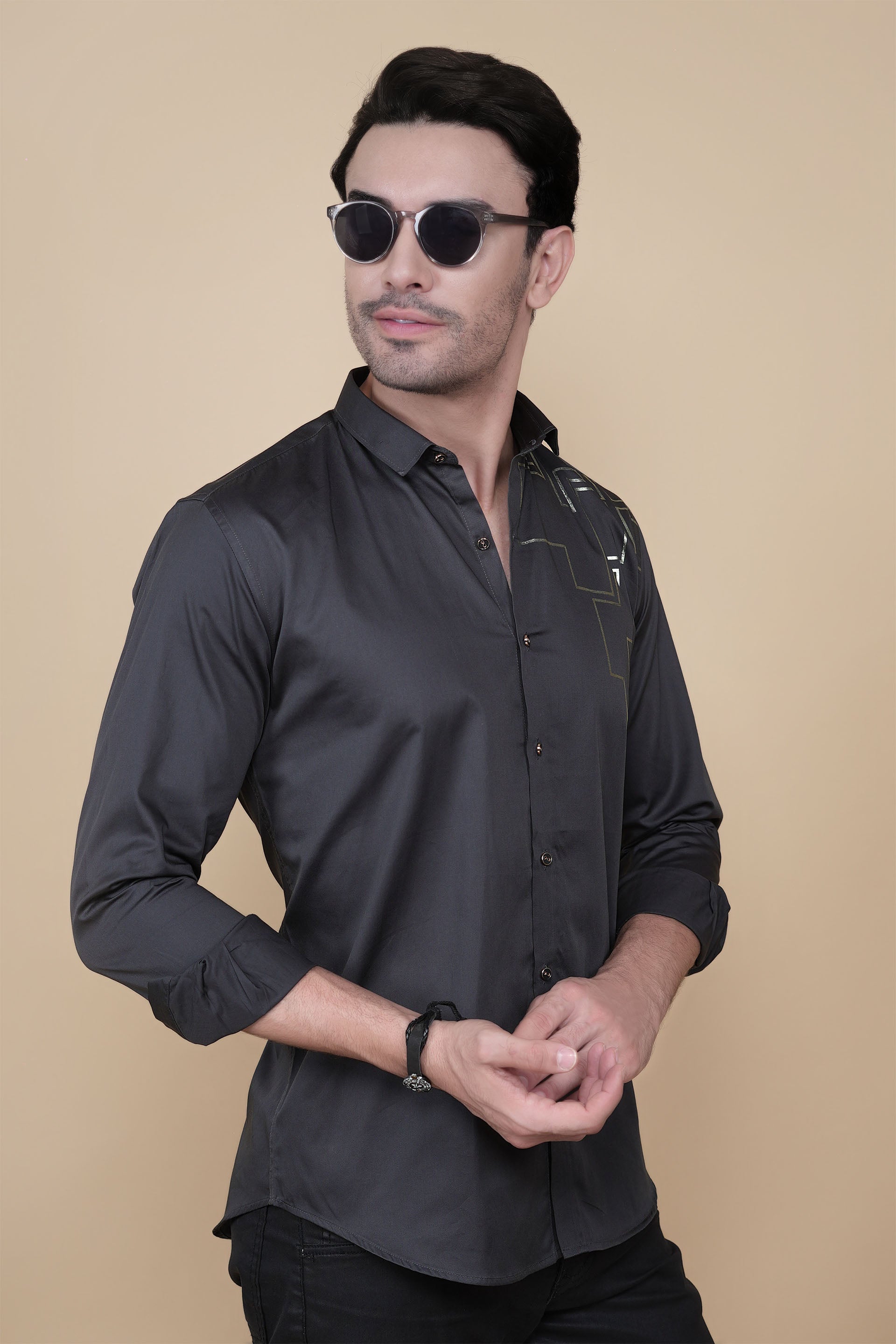 Edward Black Cotton Solid Shirt