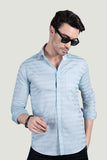 Alaric Light Blue Cotton Striped Shirt