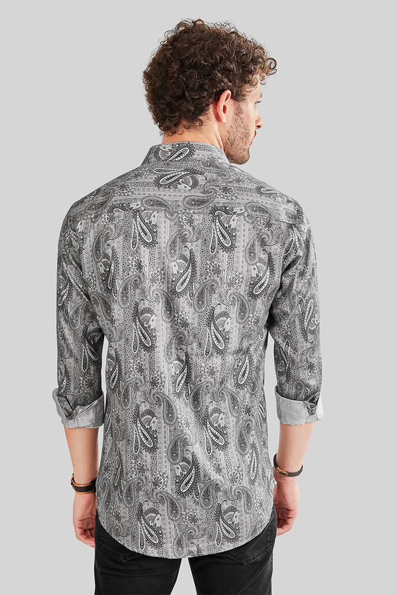 Felix Grey Paisley Print