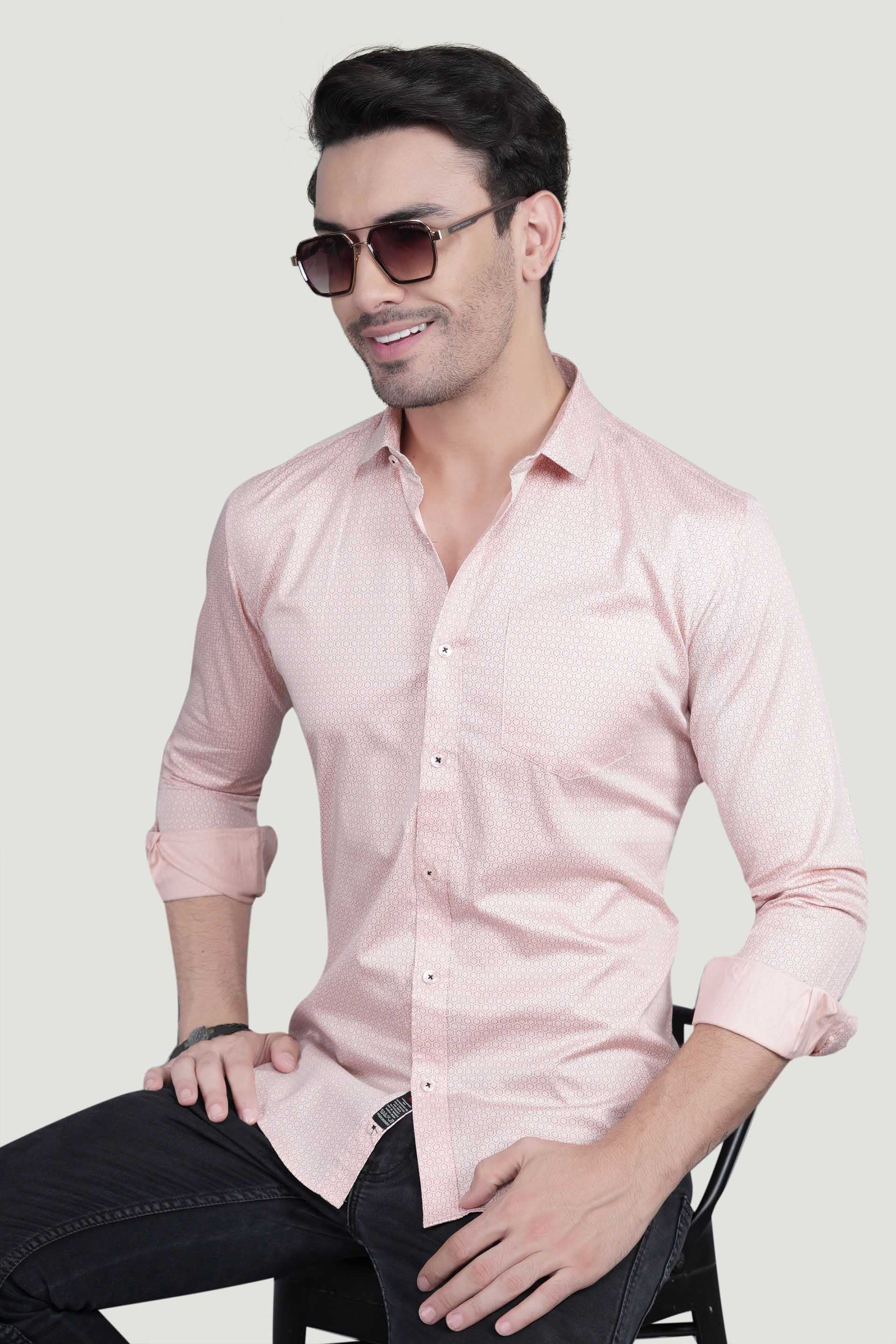Fionn Pink Cotton Printed Shirt
