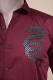 Dragon Maroon Cotton Solid Shirt