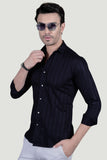 Bruno Navy Blue Cotton Striped Shirt