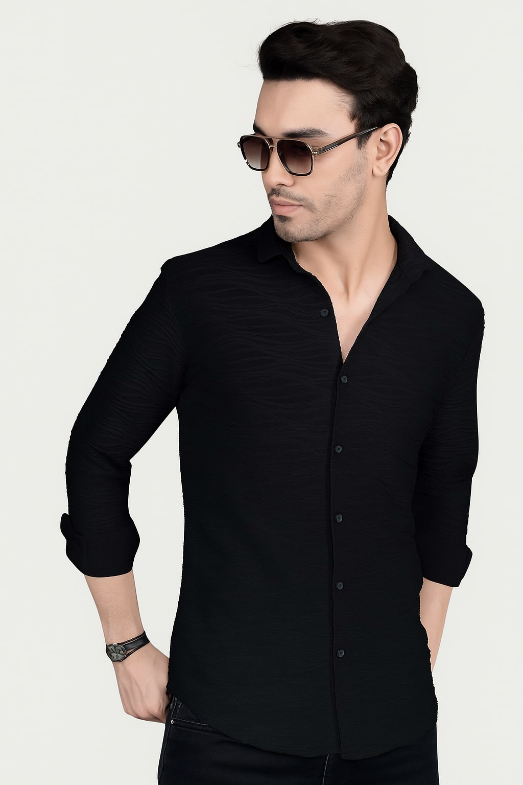 Noir Black Knitted Shirt