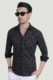 Stefan Black Cotton Printed Shirt