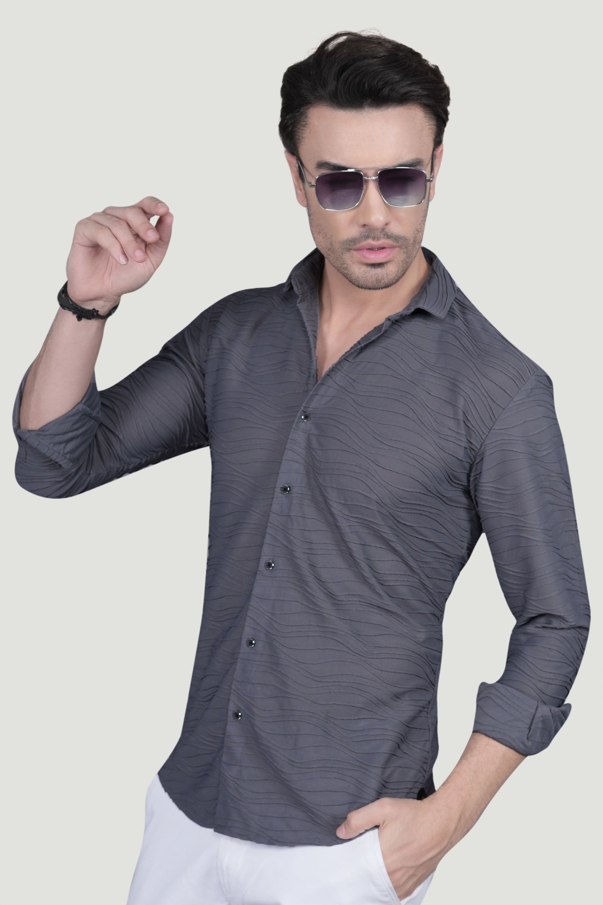 Albin Grey Knitted Shirt