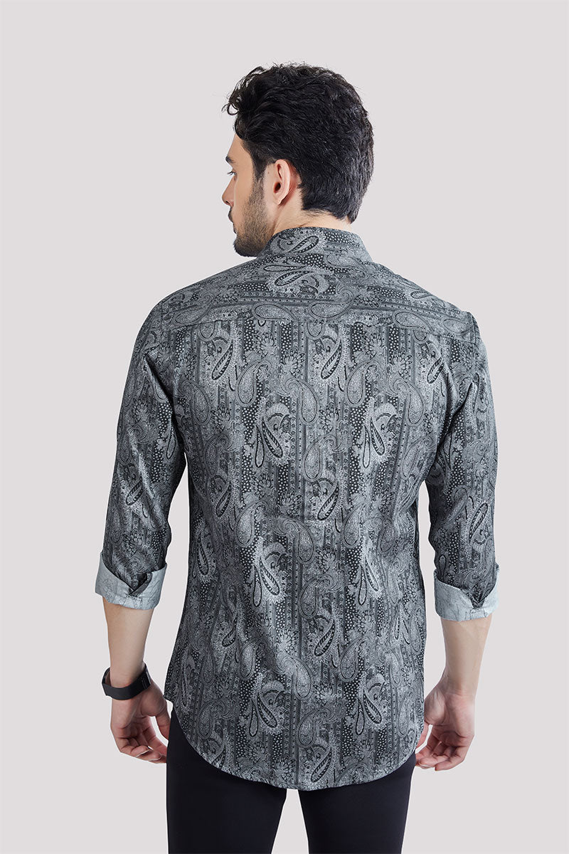 Aria Grey Paisley Print