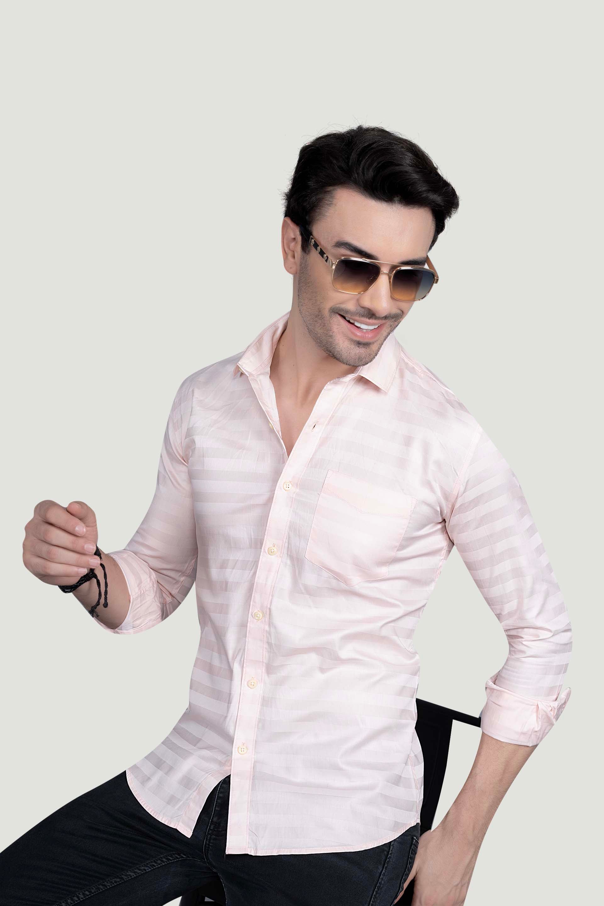 Daniel Pink Cotton Striped Shirt