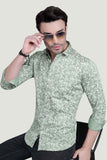 Nature Green Cotton Floral Printed Shirt