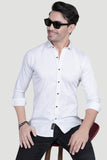 Aidan White Cotton Printed Shirt