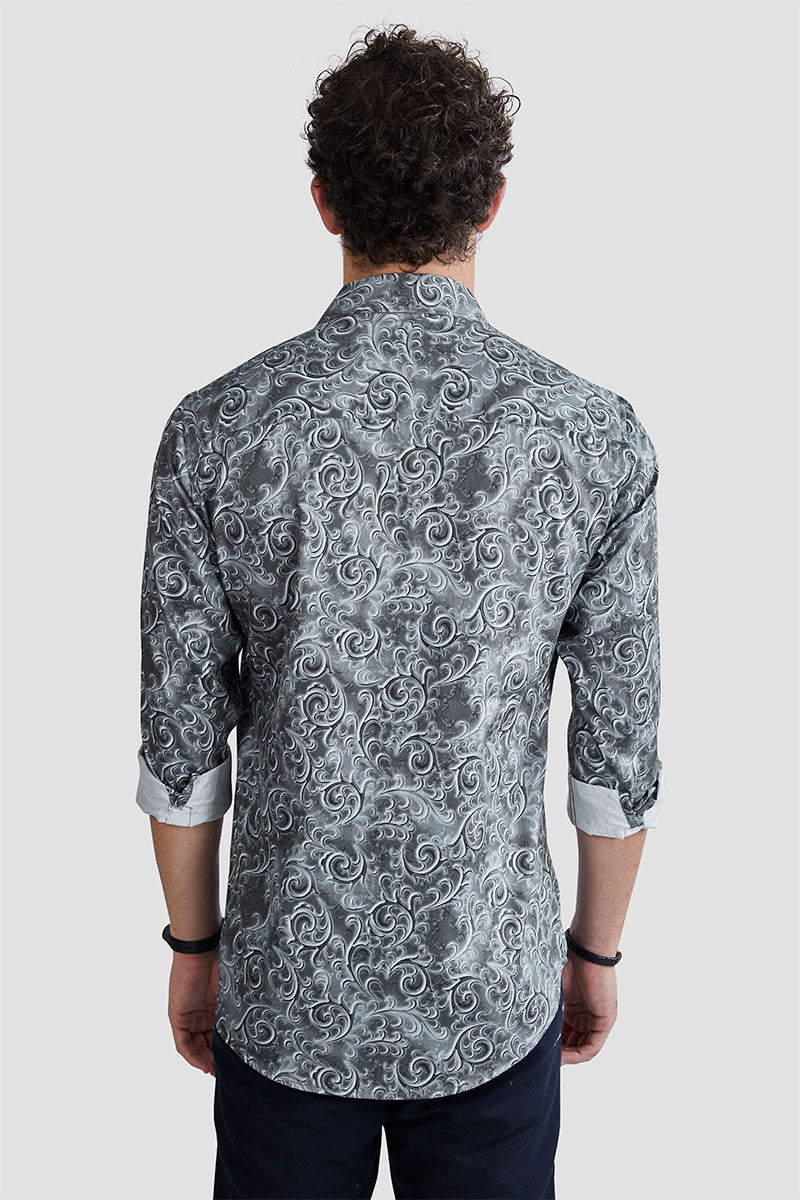 Emmanuel Grey Paisley Print