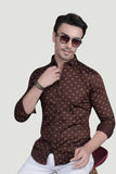Stefan Brown Cotton Printed Shirt