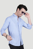 Aurel Light Blue Cotton Striped Shirt
