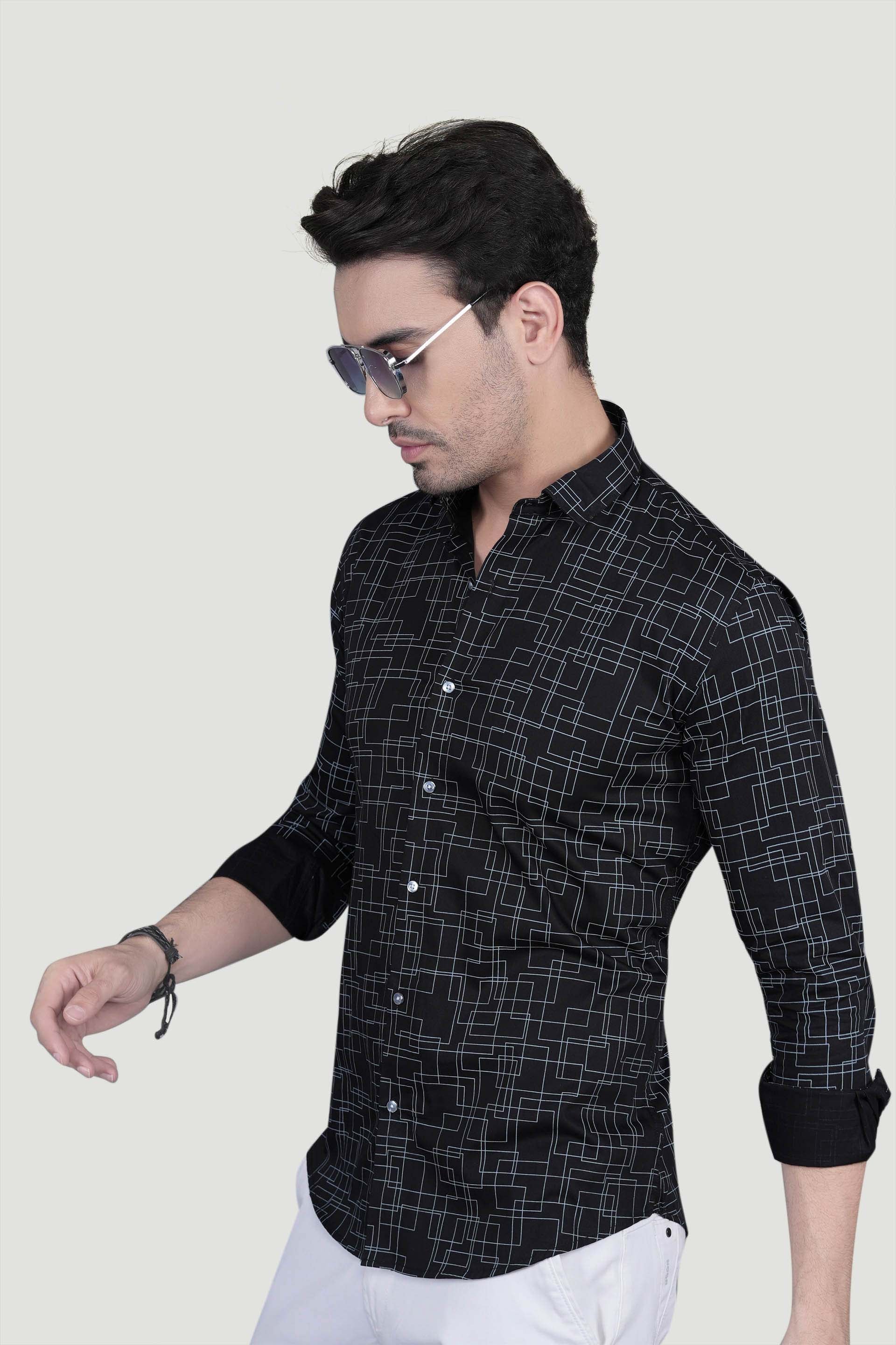 Julien Black Cotton Printed Shirt