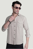 Abel Cream Suede Double Pocket Solid Shirt