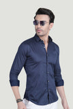 Danil Navy Blue Cotton Printed Shirt