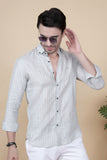 Fabian Grey Linen Striped Shirt
