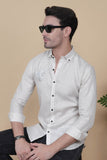 Glossy Off White Linen Solid Shirt