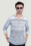 Jacques White Cotton Printed Shirt