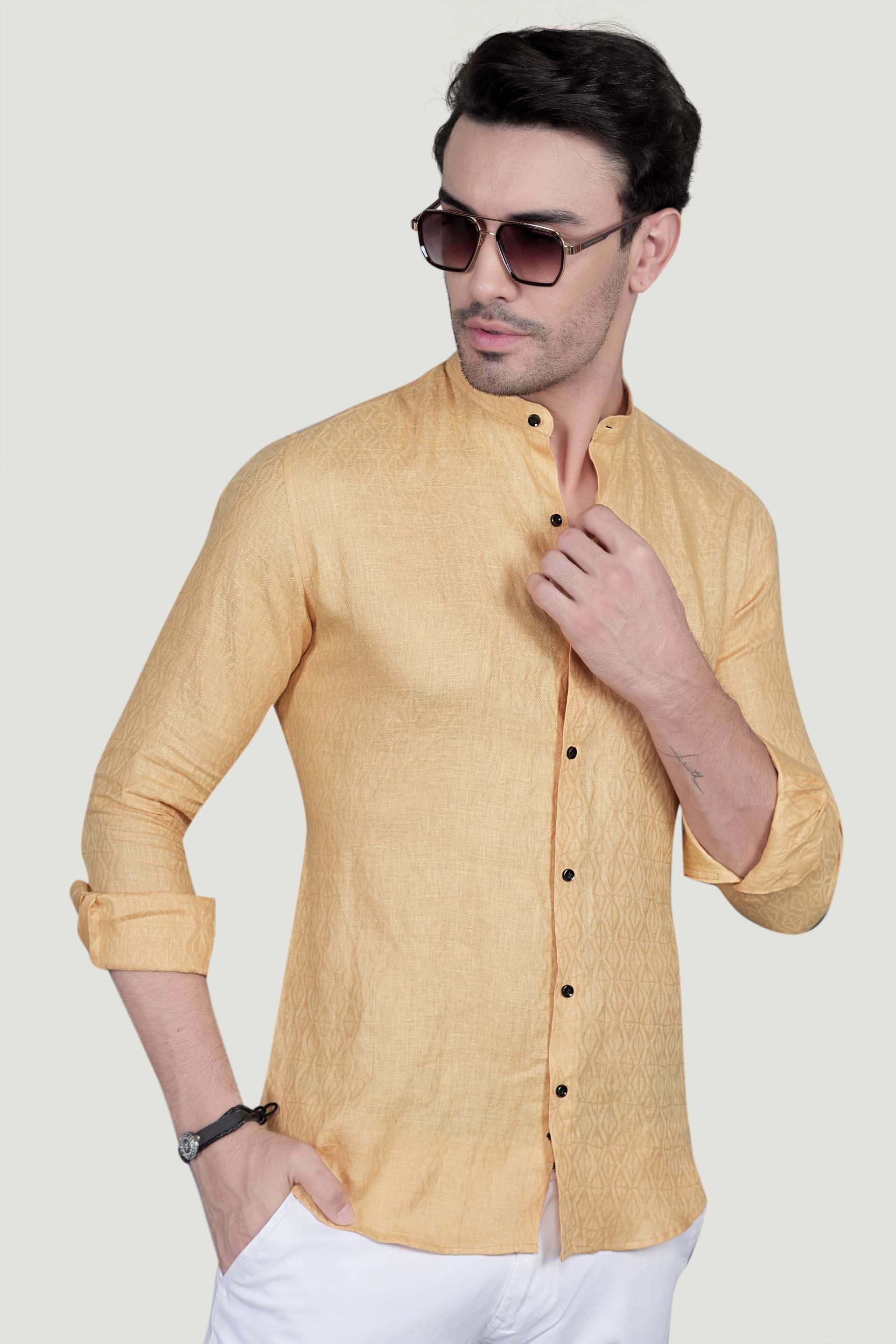 Sandor Orange Linen Solid Shirt