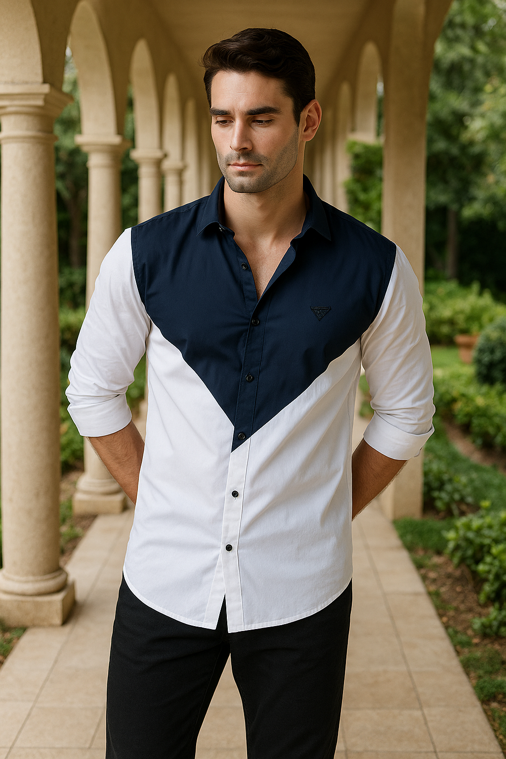 VORTEX WHITE V STYLE PARTY WEAR SHIRT