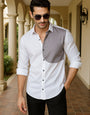 CURVED WHITE ELEGANT PARTY WEAR SHIRT