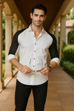 DUAL CREAM CONTRAST SLEEVES PARTY WEAR SHIRT