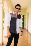 QUAD COLOR WHITE PARTY WEAR SHIRT