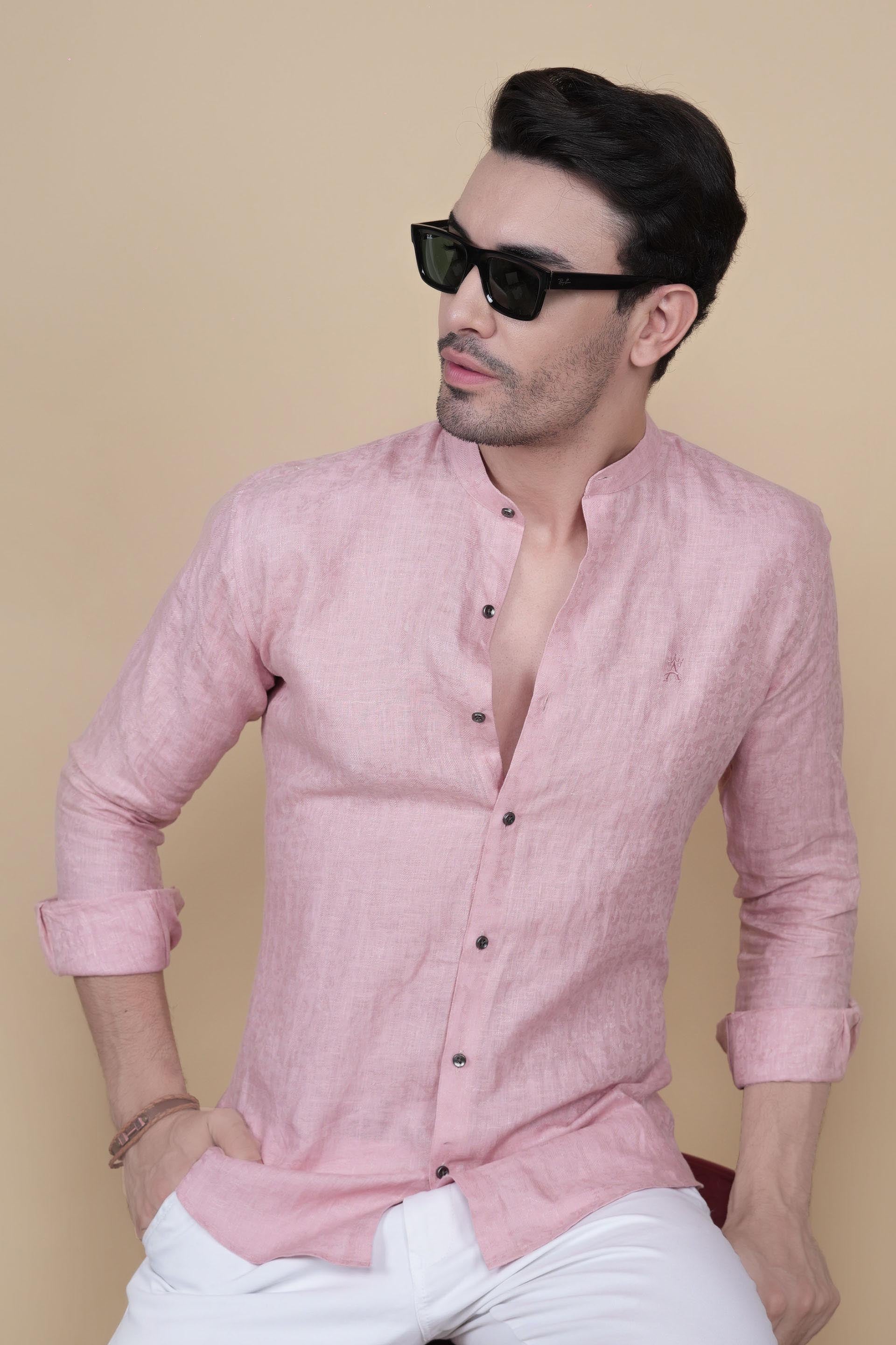 Ronan Pink Linen Solid Shirt
