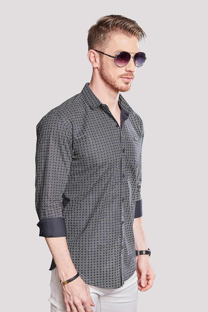 Claudio Navy Blue Checks Print