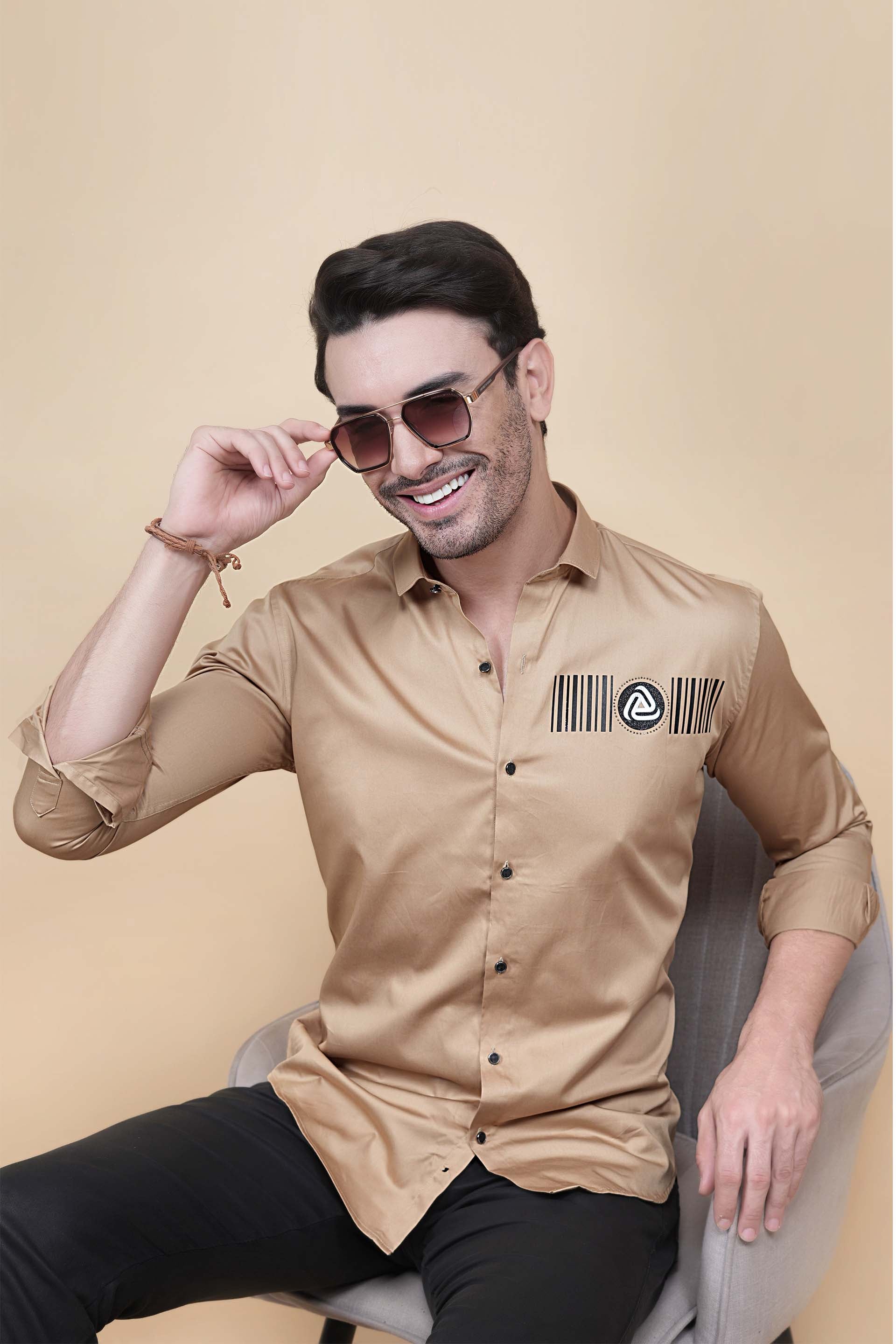 Gebby Gold Cottton Solid Shirt