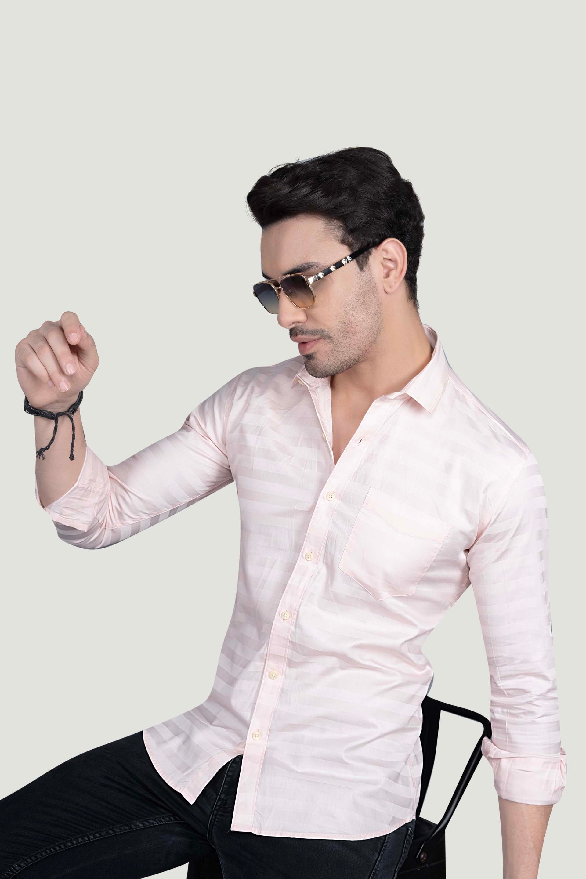 Daniel Pink Cotton Striped Shirt